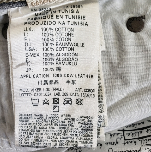 Diesel Men's Viker Regular Straight Fit Jeans size W 27 L 30 Wash 008QP or Gray - Picture 15 of 16